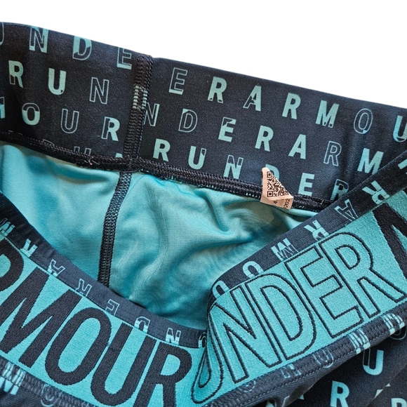 Under Armour heatgear ankle leggings girls size XL Blue cropped athletic EUC - Picture 3 of 6